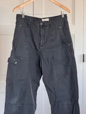 ANTHROPOLOGIE Dark Blue Utility Cropped Cargo Stlye Barrel Pants Women's Size‎ 8